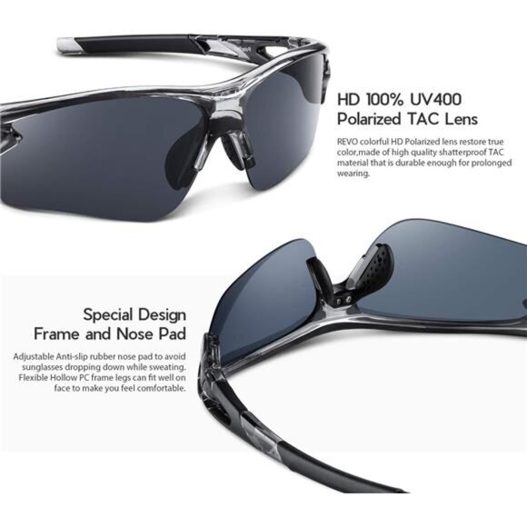 Polarized Sports Sunglasses for Men Women Youth Baseball Fishing - Picture 4 of 6